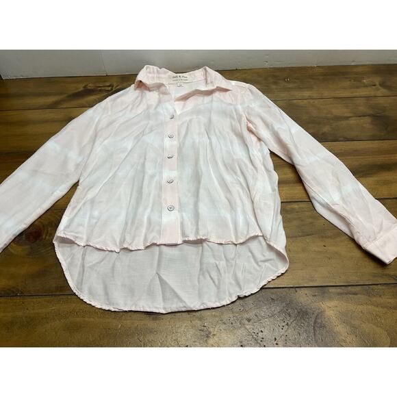 Cloth And Stone Anthropologie Pink Tye Dye Button Down XS - Picture 2 of 9